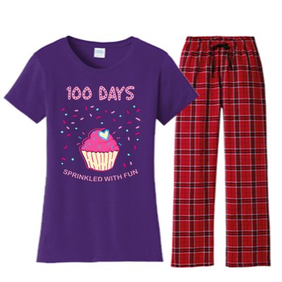 100 Days Of School Sprinkled With Fun Cupcake Women's Flannel Pajama Set