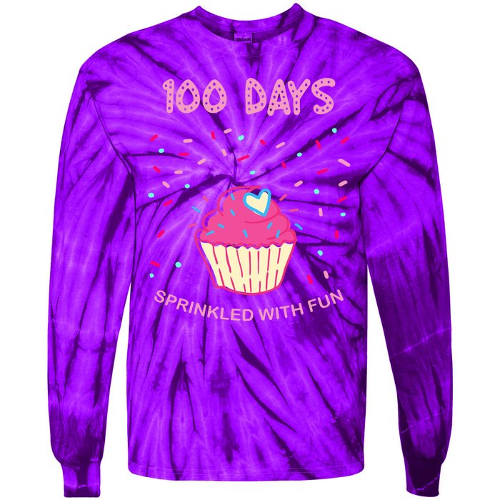 100 Days Of School Sprinkled With Fun Cupcake Tie-Dye Long Sleeve Shirt