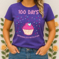 100 Days Of School Sprinkled With Fun Cupcake Womens T-Shirt