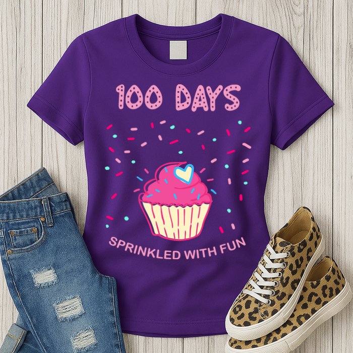 100 Days Of School Sprinkled With Fun Cupcake Womens T-Shirt