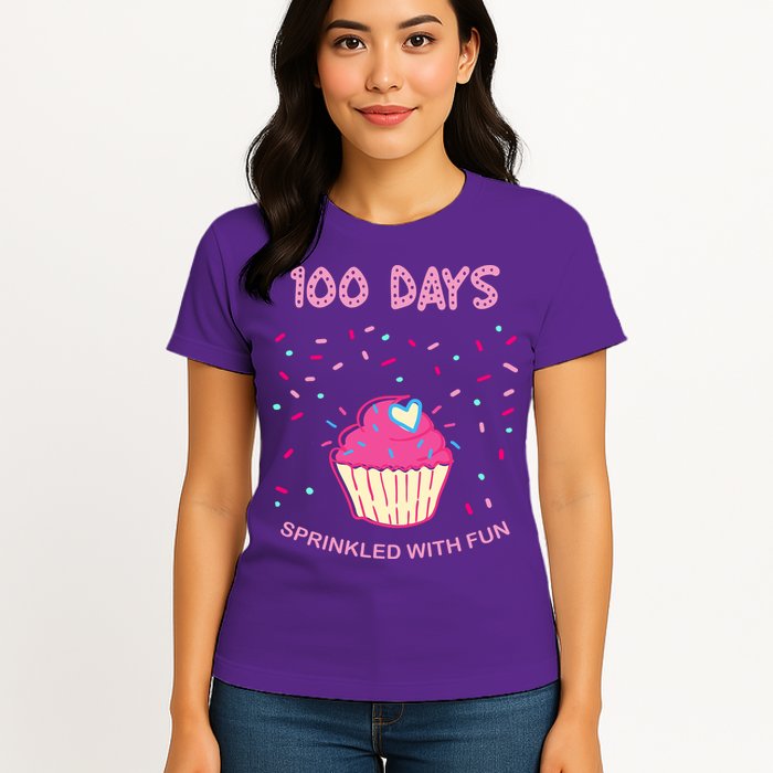100 Days Of School Sprinkled With Fun Cupcake Womens T-Shirt