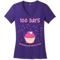 100 Days Of School Sprinkled With Fun Cupcake Women's V-Neck T-Shirt