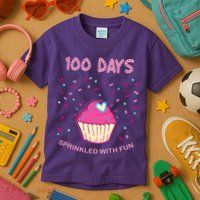100 Days Of School Sprinkled With Fun Cupcake Kids T-Shirt