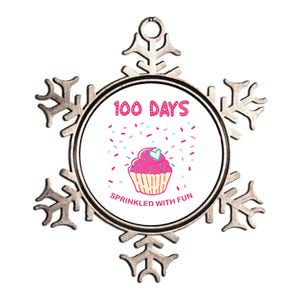 100 Days Of School Sprinkled With Fun Cupcake Metallic Star Ornament