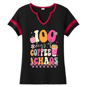 100 Days Of School Coffee Lover 100th Day Of School Teacher Ladies Halftime Notch Neck Tee