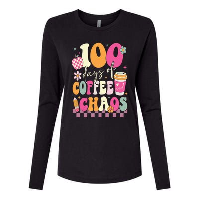 100 Days Of School Coffee Lover 100th Day Of School Teacher Womens Cotton Relaxed Long Sleeve T-Shirt