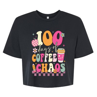 100 Days Of School Coffee Lover 100th Day Of School Teacher Bella+Canvas Jersey Crop Tee