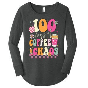 100 Days Of School Coffee Lover 100th Day Of School Teacher Women's Perfect Tri Tunic Long Sleeve Shirt