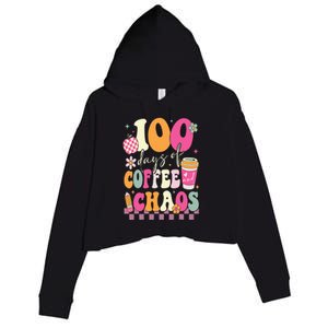 100 Days Of School Coffee Lover 100th Day Of School Teacher Crop Fleece Hoodie