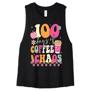 100 Days Of School Coffee Lover 100th Day Of School Teacher Women's Racerback Cropped Tank