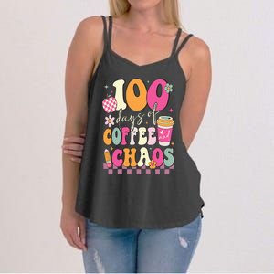 100 Days Of School Coffee Lover 100th Day Of School Teacher Women's Strappy Tank