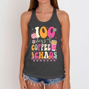 100 Days Of School Coffee Lover 100th Day Of School Teacher Women's Knotted Racerback Tank