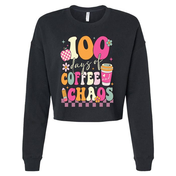 100 Days Of School Coffee Lover 100th Day Of School Teacher Cropped Pullover Crew