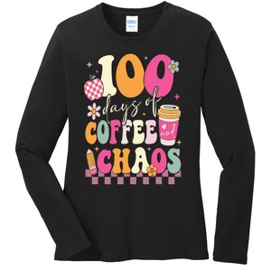 100 Days Of School Coffee Lover 100th Day Of School Teacher Ladies Long Sleeve Shirt