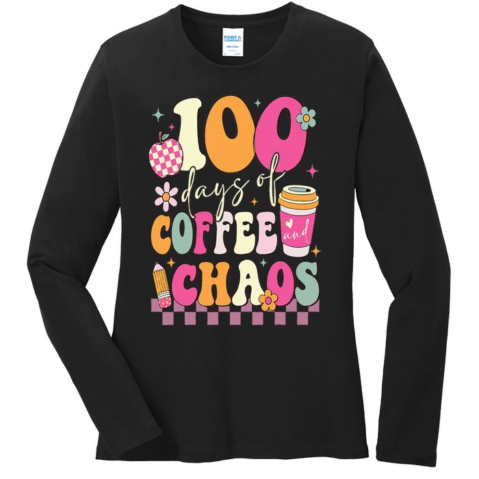 100 Days Of School Coffee Lover 100th Day Of School Teacher Ladies Long Sleeve Shirt