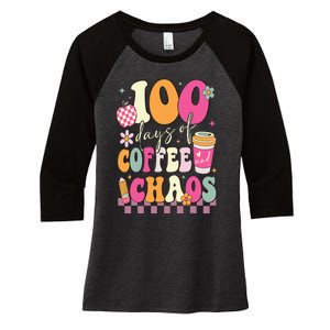 100 Days Of School Coffee Lover 100th Day Of School Teacher Women's Tri-Blend 3/4-Sleeve Raglan Shirt