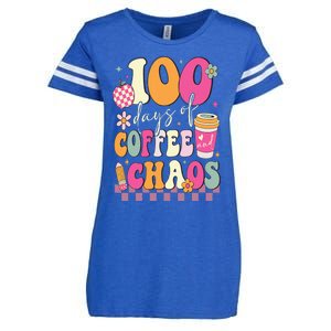 100 Days Of School Coffee Lover 100th Day Of School Teacher Enza Ladies Jersey Football T-Shirt