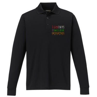 100 Days Of School Gift Teacher Gift Kindergarten Cool Gift Performance Long Sleeve Polo