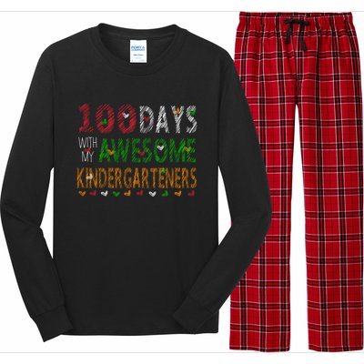 100 Days Of School Gift Teacher Gift Kindergarten Cool Gift Long Sleeve Pajama Set