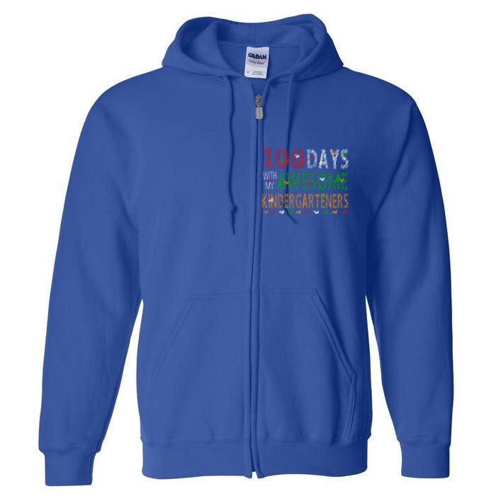 100 Days Of School Gift Teacher Gift Kindergarten Cool Gift Full Zip Hoodie