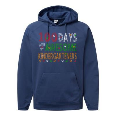 100 Days Of School Gift Teacher Gift Kindergarten Cool Gift Performance Fleece Hoodie