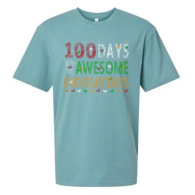 100 Days Of School Gift Teacher Gift Kindergarten Cool Gift Sueded Cloud Jersey T-Shirt