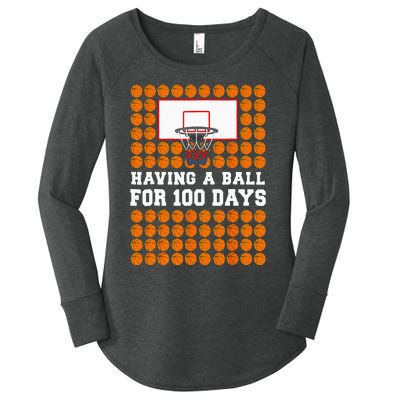 100 Days Of School Basketball 100th Day Balls For Boy Women's Perfect Tri Tunic Long Sleeve Shirt