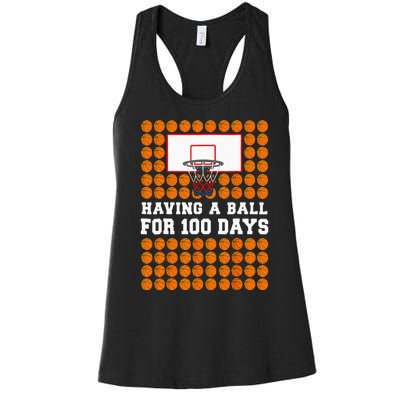 100 Days Of School Basketball 100th Day Balls For Boy Women's Racerback Tank