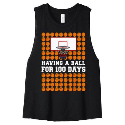 100 Days Of School Basketball 100th Day Balls For Boy Women's Racerback Cropped Tank