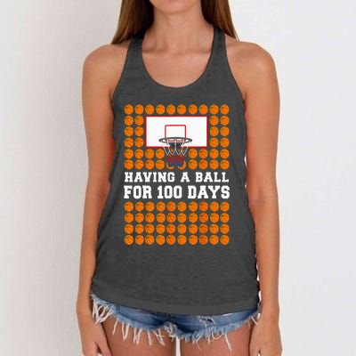 100 Days Of School Basketball 100th Day Balls For Boy Women's Knotted Racerback Tank