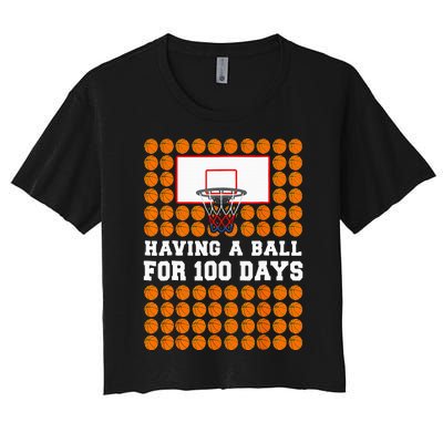 100 Days Of School Basketball 100th Day Balls For Boy Women's Crop Top Tee