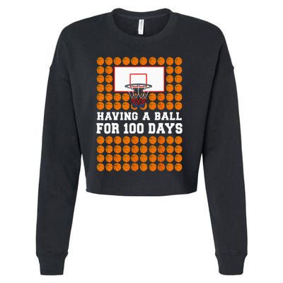 100 Days Of School Basketball 100th Day Balls For Boy Cropped Pullover Crew