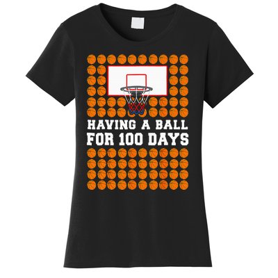 100 Days Of School Basketball 100th Day Balls For Boy Women's T-Shirt