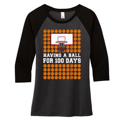 100 Days Of School Basketball 100th Day Balls For Boy Women's Tri-Blend 3/4-Sleeve Raglan Shirt