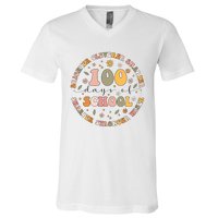 100 Days Of Shool Brighter Cleverer Smarter Sharper Stronger Wiser V-Neck T-Shirt