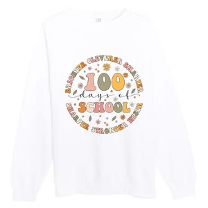 100 Days Of Shool Brighter Cleverer Smarter Sharper Stronger Wiser Premium Crewneck Sweatshirt