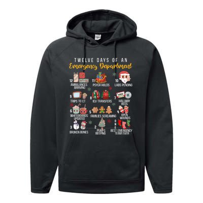 12 Days Of An Emergency Department Er Nurse Christmas Performance Fleece Hoodie