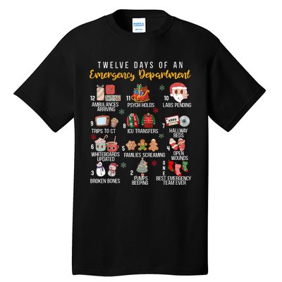 12 Days Of An Emergency Department Er Nurse Christmas Tall T-Shirt