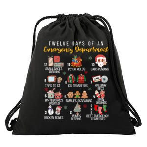 12 Days Of An Emergency Department Er Nurse Christmas Drawstring Bag