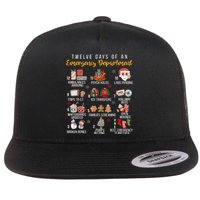 12 Days Of An Emergency Department Er Nurse Christmas Flat Bill Trucker Hat