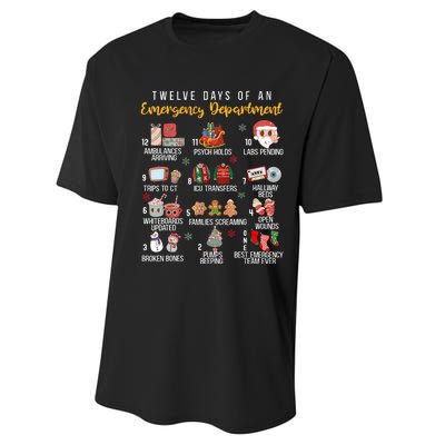 12 Days Of An Emergency Department Er Nurse Christmas Performance Sprint T-Shirt