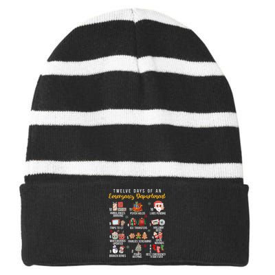 12 Days Of An Emergency Department Er Nurse Christmas Striped Beanie with Solid Band