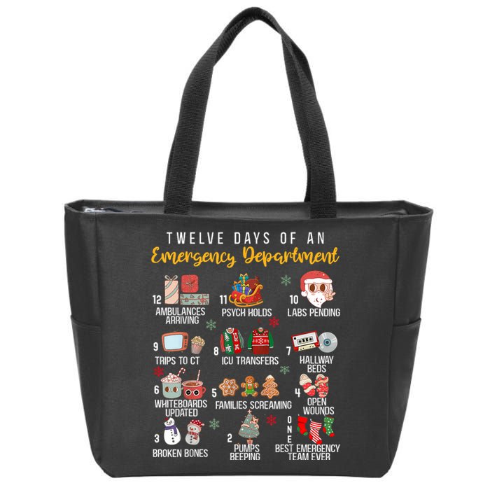 12 Days Of An Emergency Department Er Nurse Christmas Zip Tote Bag