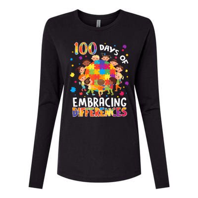 100 Days Of Embracing Differences Autism Awareness Womens Cotton Relaxed Long Sleeve T-Shirt