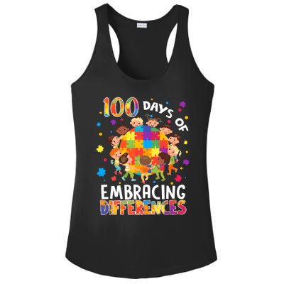 100 Days Of Embracing Differences Autism Awareness Ladies PosiCharge Competitor Racerback Tank