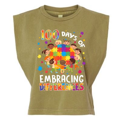 100 Days Of Embracing Differences Autism Awareness Garment-Dyed Women's Muscle Tee