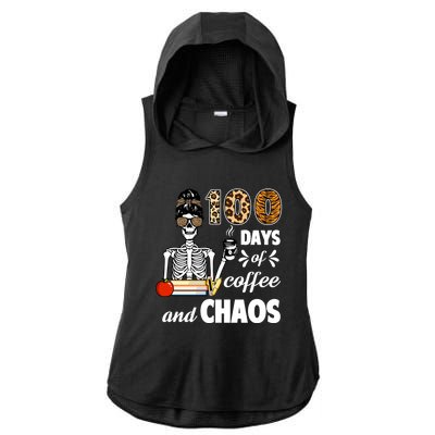 100 Days Of Coffee And Chaos 100th Day Skeleton Teacher Gift Ladies PosiCharge Tri-Blend Wicking Draft Hoodie Tank