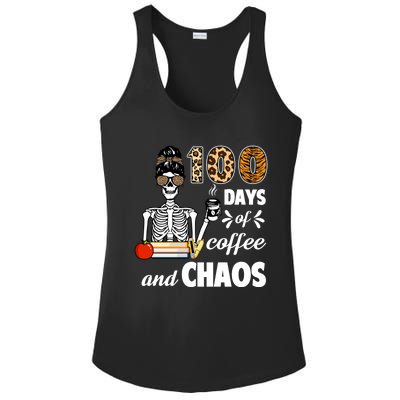 100 Days Of Coffee And Chaos 100th Day Skeleton Teacher Gift Ladies PosiCharge Competitor Racerback Tank