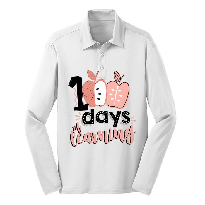 100 Days Of Learning Back To School Silk Touch Performance Long Sleeve Polo