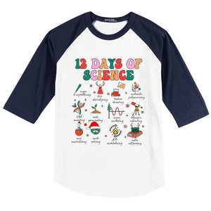 12 Days Of Science Scientist Teacher Christmas Science Xmas Baseball Sleeve Shirt